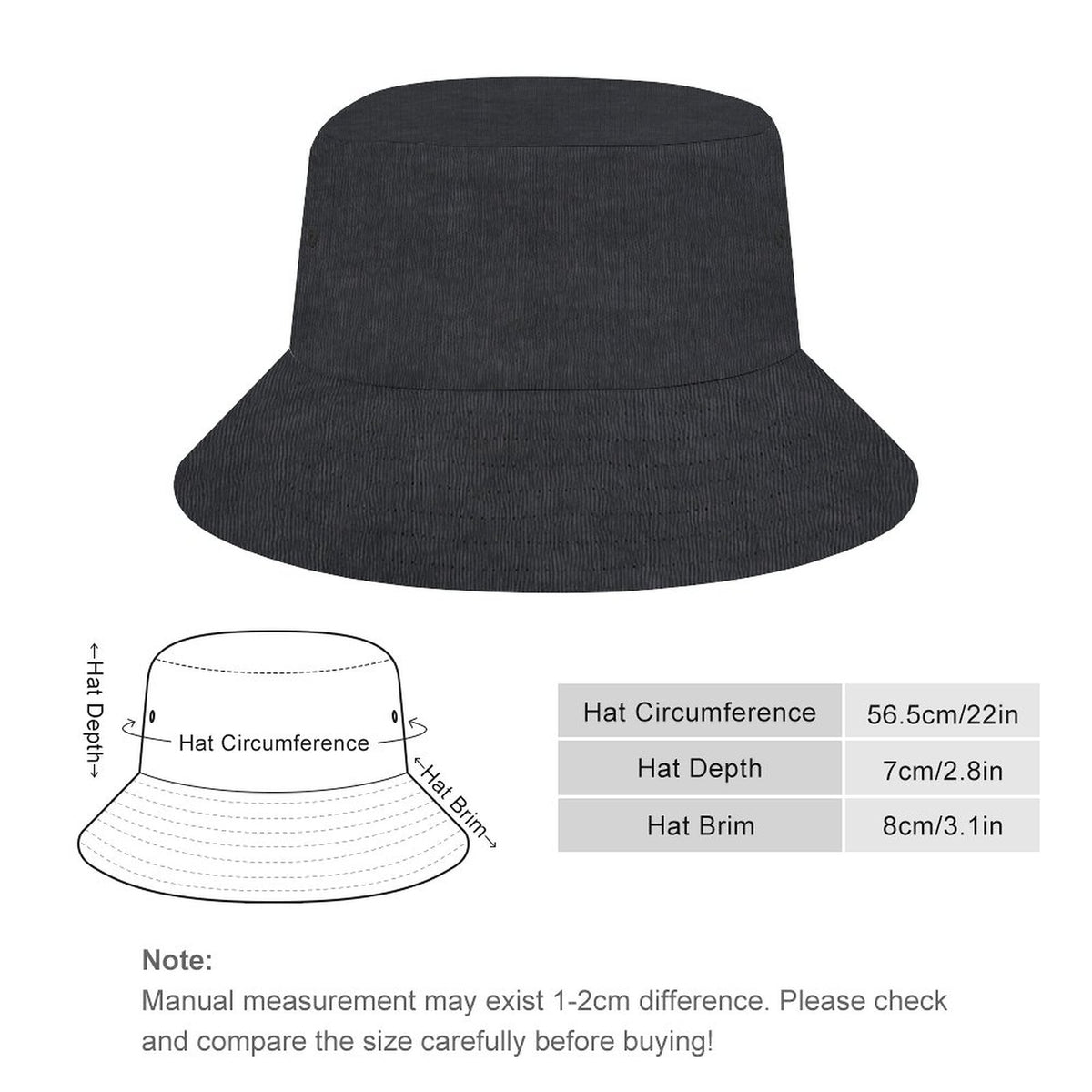 Charcoal Grey Bucket Hat