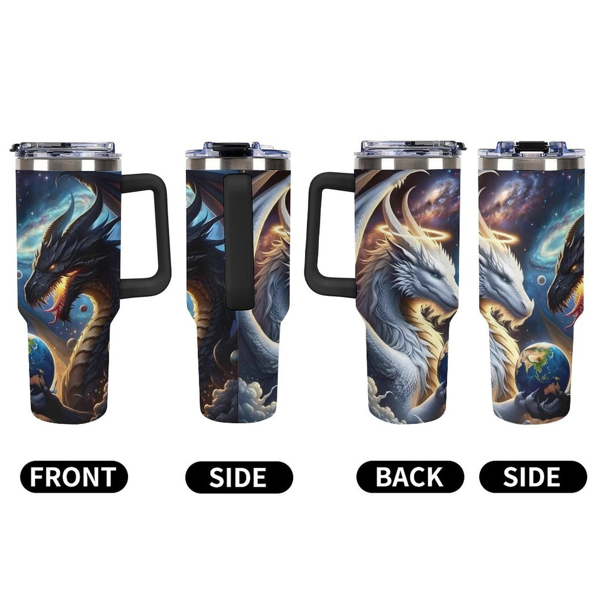 Custom Dragons 40oz Insulated Tumbler with Handle and Straw
