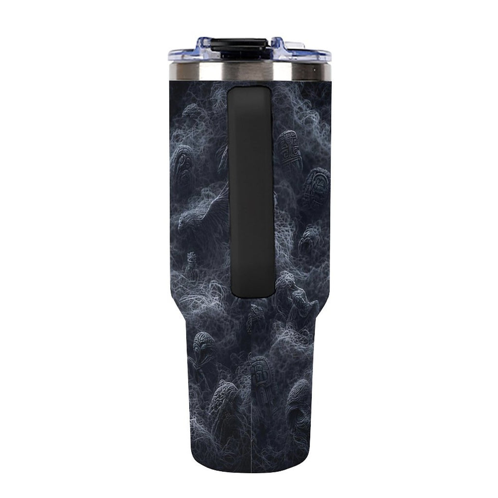 Aztec Jaguar warrior 40oz Insulated Tumbler with Handle and Straw