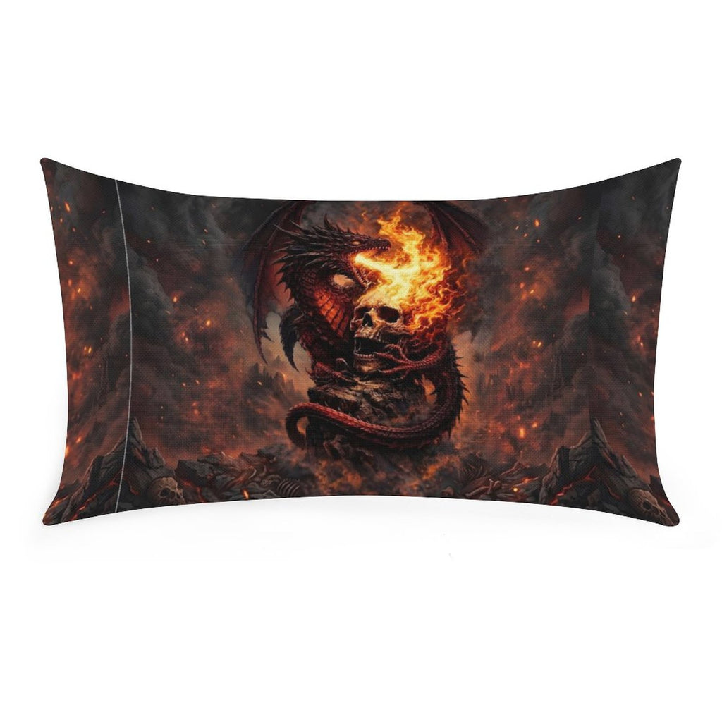 Custom dragon Flax Fabric Pillow Cover