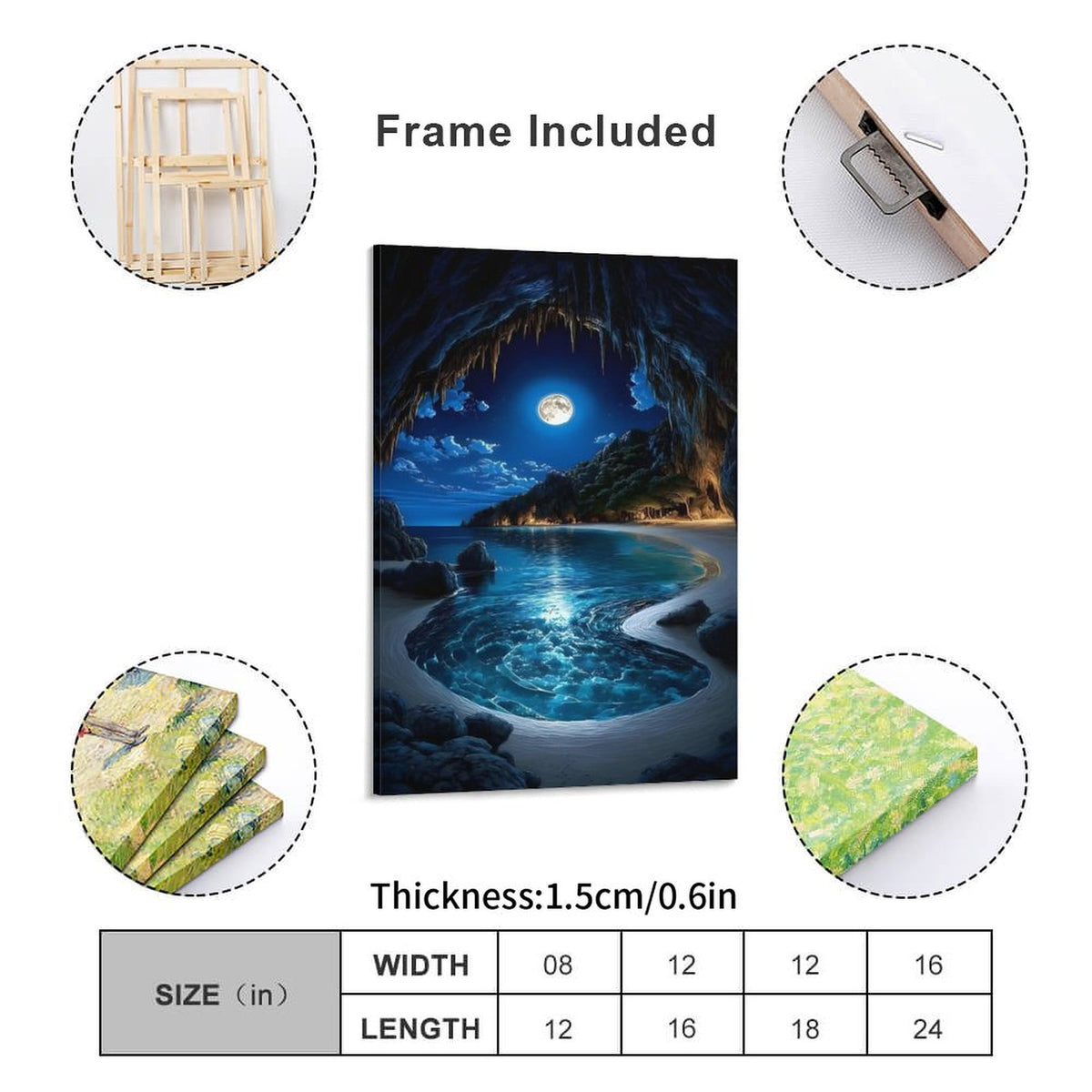 Modern Framed Canvas Wall Art Print–Large Wooden Frame for Living Room