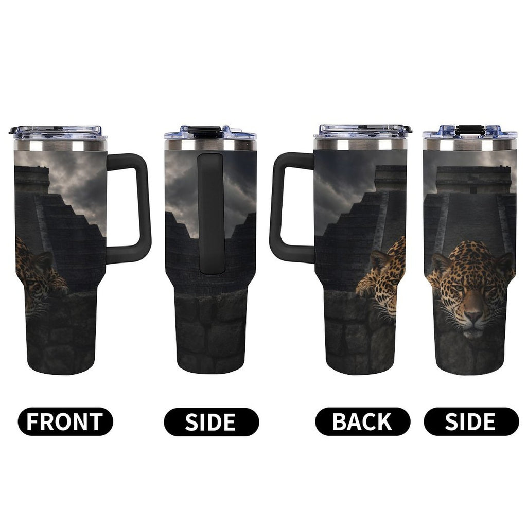 Custom Jaguar 40oz Insulated Tumbler with Handle and Straw
