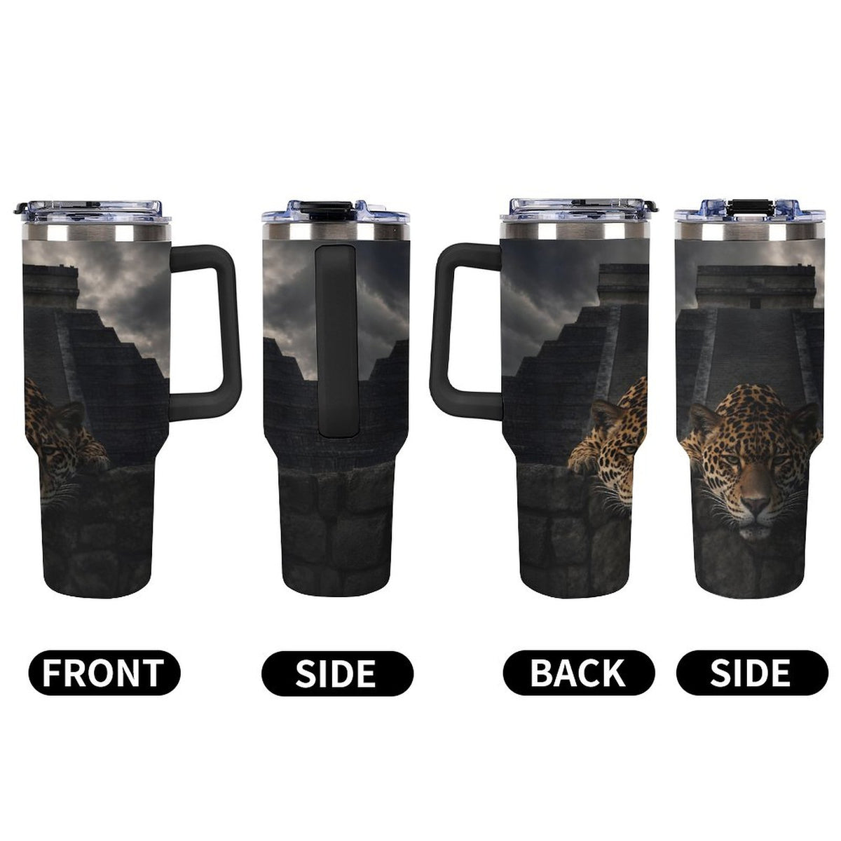 Custom Jaguar 40oz Insulated Tumbler with Handle and Straw