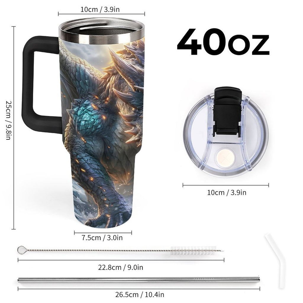 Custom Dragon40oz Insulated Tumbler with Handle and Straw