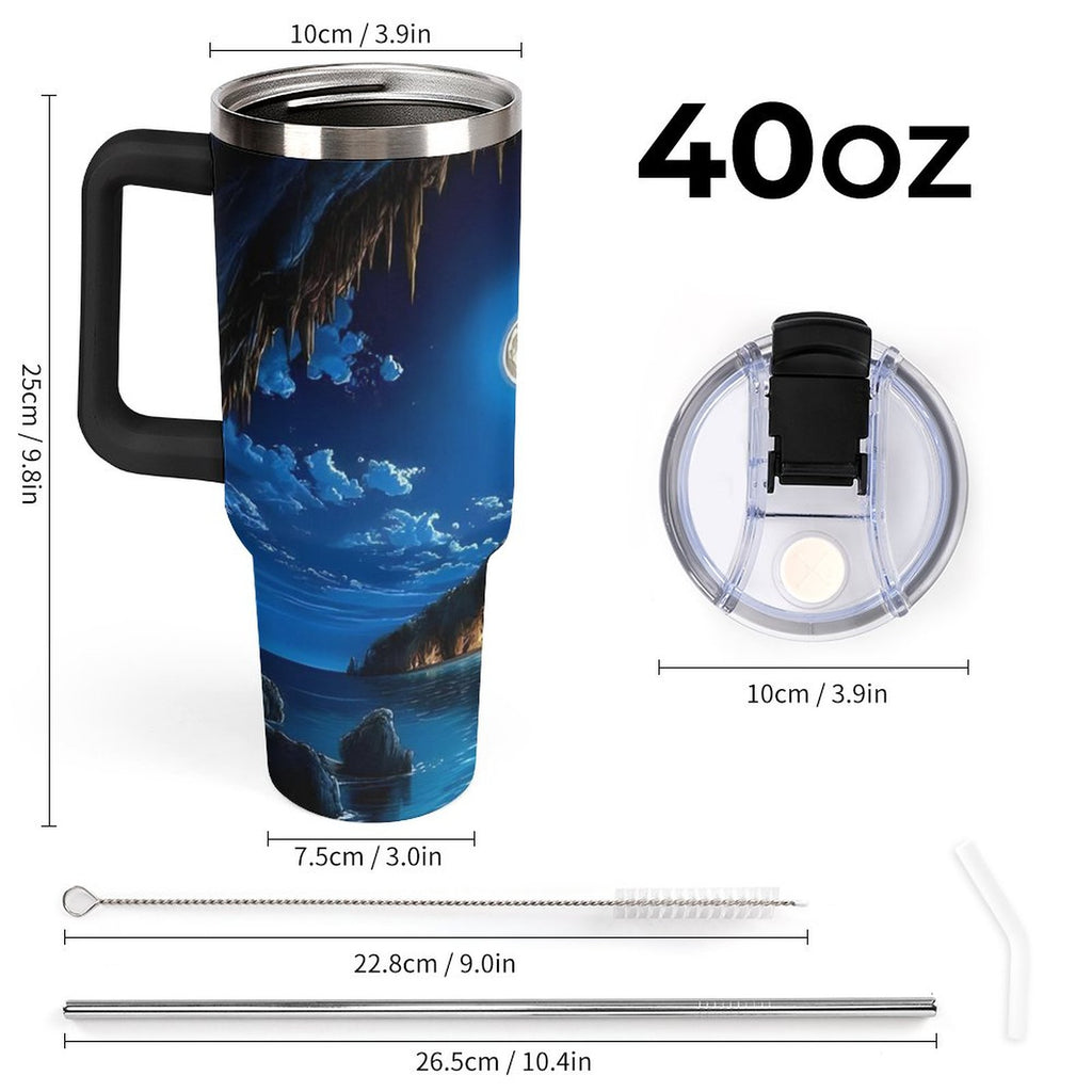 custom 40oz Insulated Tumbler with Handle and Straw