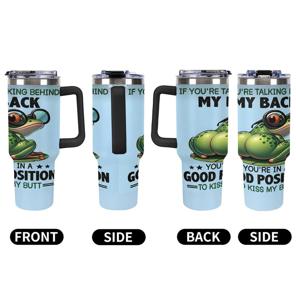 Custom frog 40oz Insulated Tumbler with Handle and Straw